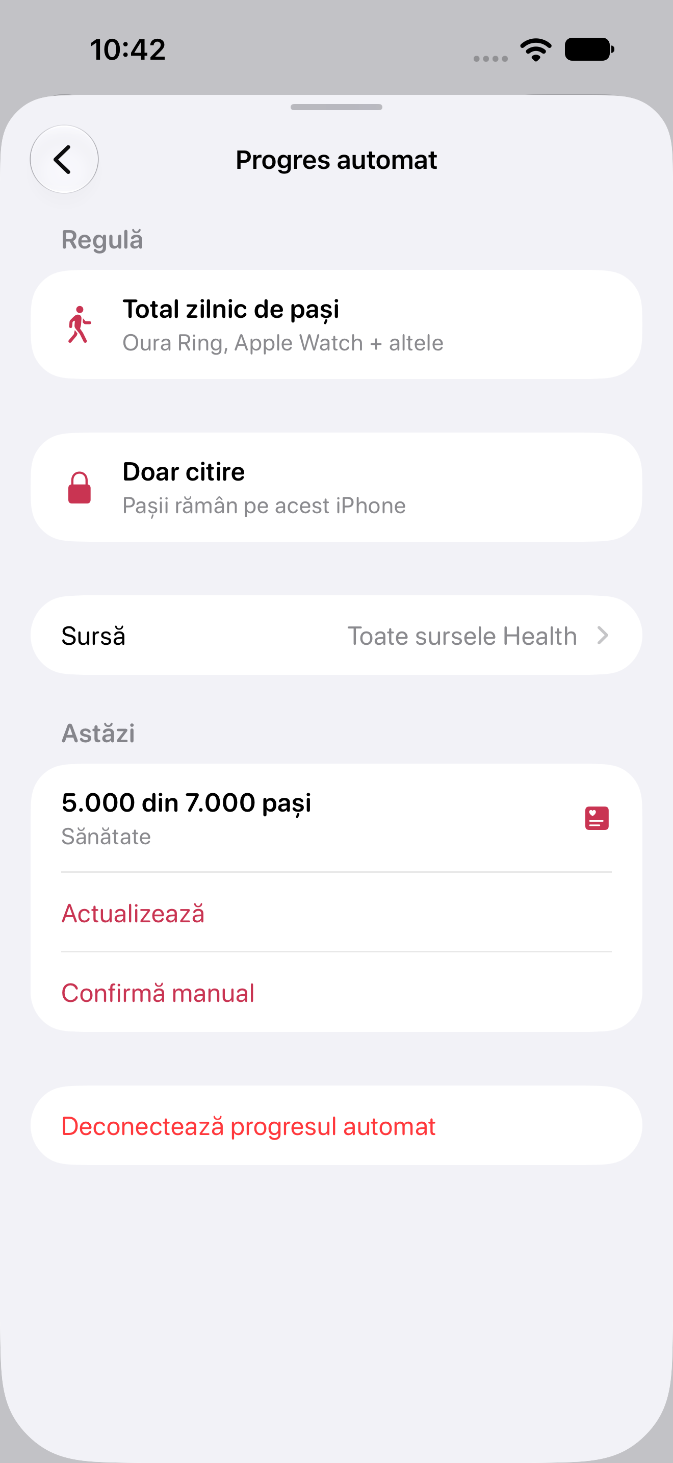 Un obicei de mers conectat la Apple Health în BauBau